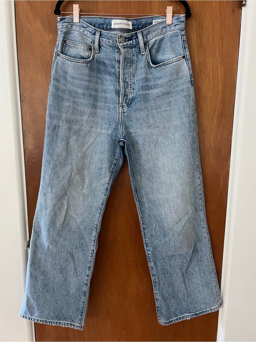 Denim Forum Soft Blue High-Rise Straight Jeans